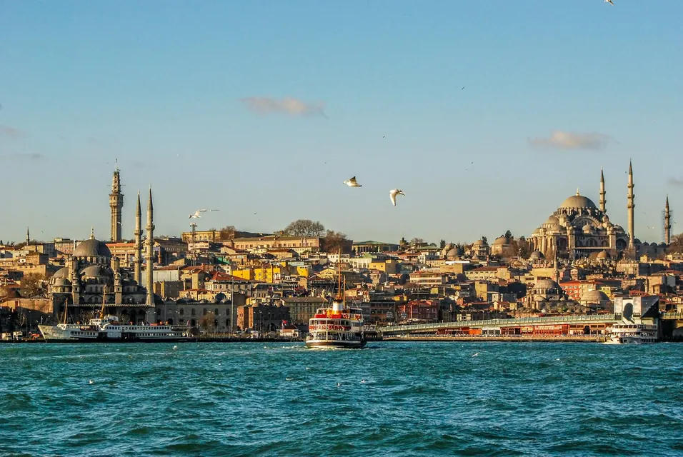 Istanbul skyline with mosques and the Bosphorus